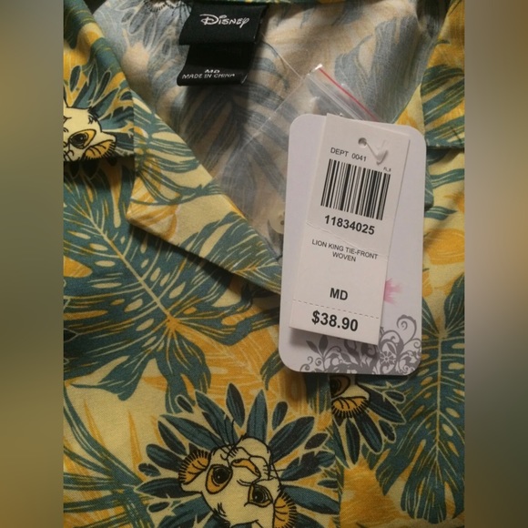 NEW Disney The Lion King Tie Front Woven Top Women’s Size MD Medium Jungle - Picture 6 of 10